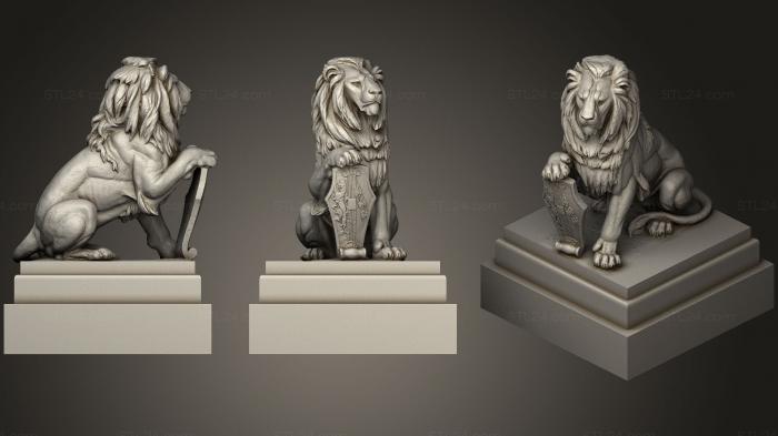Статуэтки львы тигры сфинксы (Лев 01, STKL_0311) 3D модель для ЧПУ станка